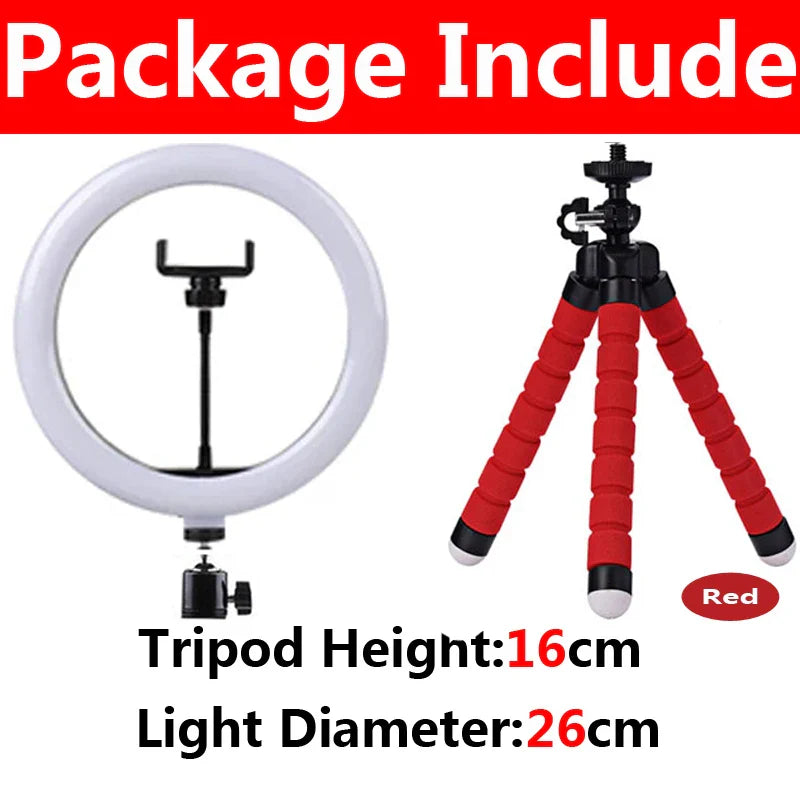 LED Photography RingLight 3 Modes Dimmable Selfie Ring Light With Tripod & Phone Stand For TikTok Video Live Makeup Fill Lamp