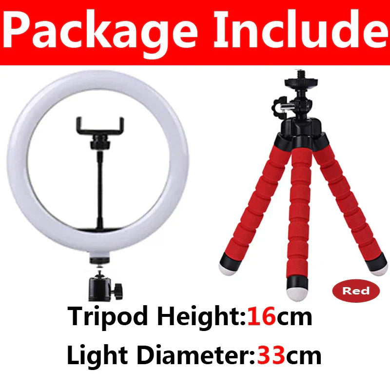 LED Photography RingLight 3 Modes Dimmable Selfie Ring Light With Tripod & Phone Stand For TikTok Video Live Makeup Fill Lamp