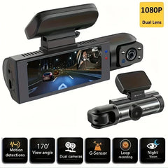 Dash Camera Front And Inside,3.16inchdash Cam 1080P G Sensor HD Night Vision Loop Recording Wide Angle Car DVR