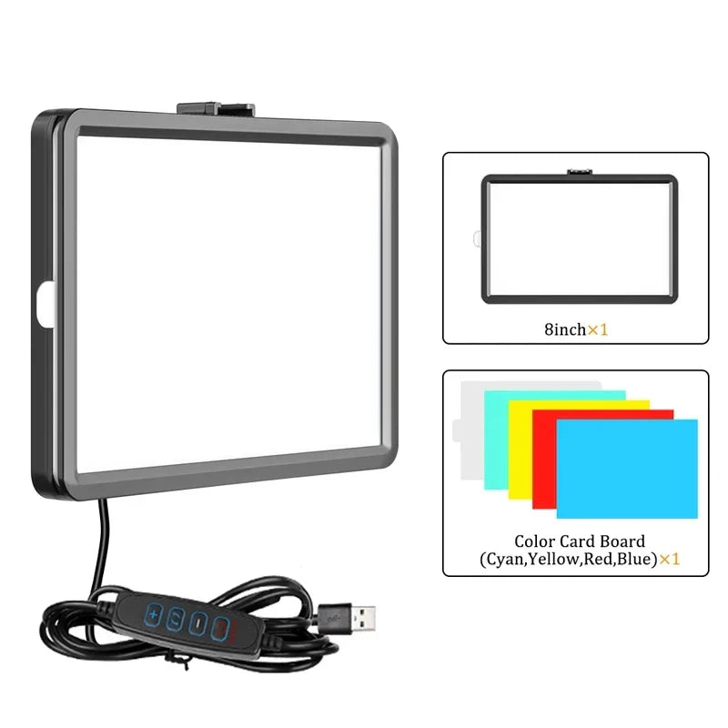 New 8 Inch Photography Selfie Dimmable Video Fill Light Video Led Light for Photo Studio Live Stream Fill Lamp No Tripod Stand