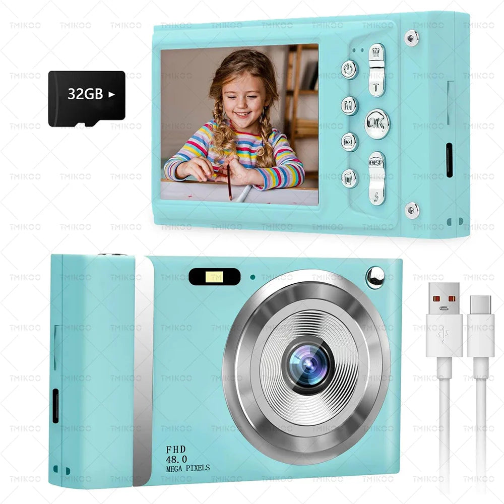 HD 48MP Digital Camera with 2.8" Large Screen Camcorder Camera Children Camera 16x Zoom Anti Shake Portable Small Cam with 32GB