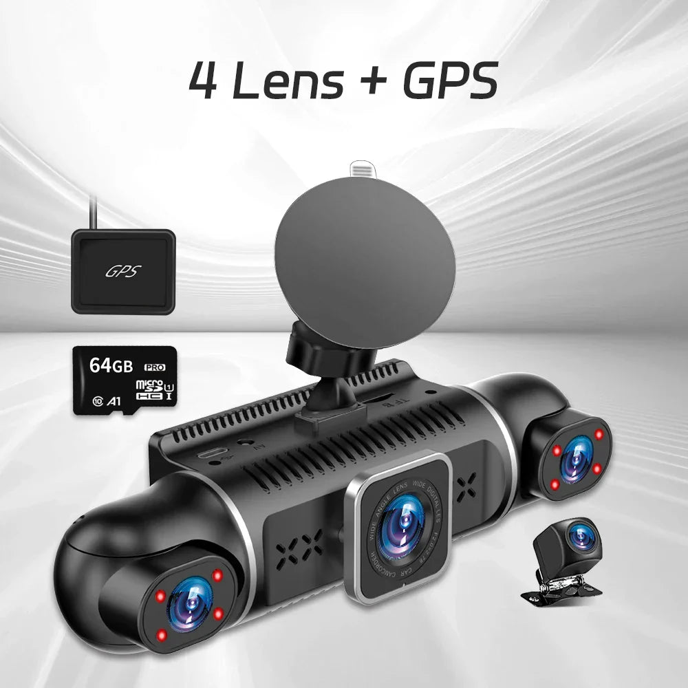 360 Degree Video Recording Free 64G 4*1080P Front+Left+Right+Rear HD Lens Car DVR Recorder Dash Cam WiFi GPS 24h Parking Monitor