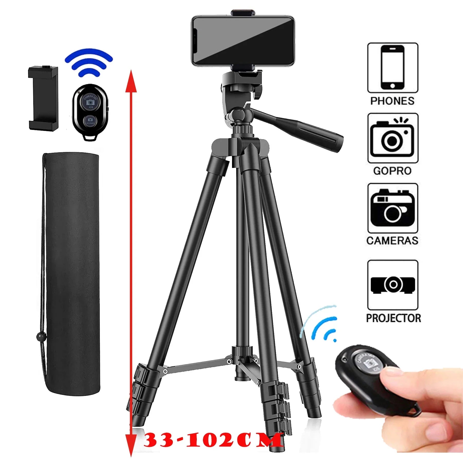 3120 Tripod for Phone Lightweight Camera Tripods Stand with Bluetooth Selfie Remote Phone Holder for Youtube Video Photography