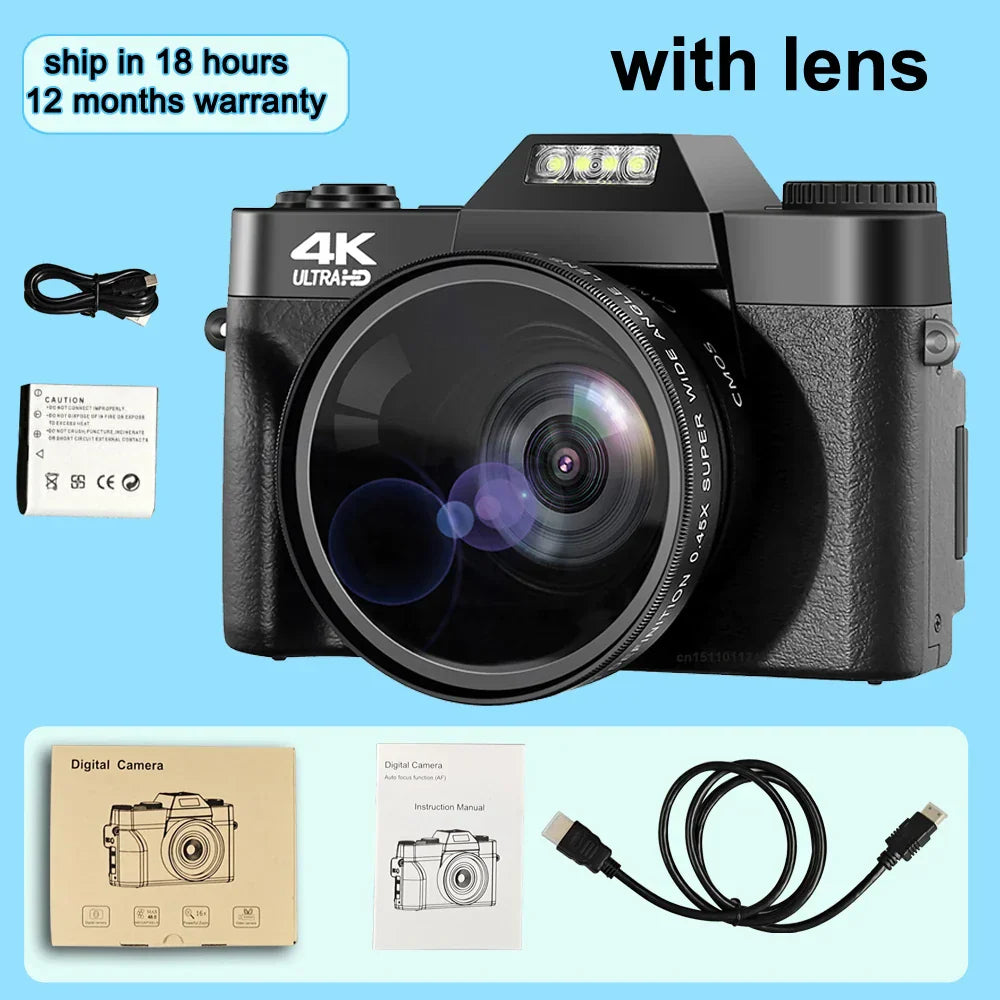 4K Digital Camera 48MP Camera Vlogging Camera For YouTube 60FPS Auto Focus16X Zoom Video Camcorder Recording Camera for Beginer