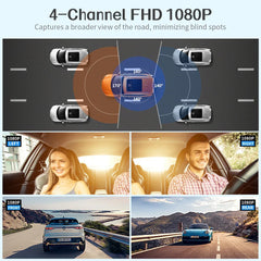 Free 64GB 360 Degrees Car DVR Dash Cam WiFi GPS 24h Parking Monitor 4 Lens*HD 1080P Video Recorder APP Control Hard-wired Tool