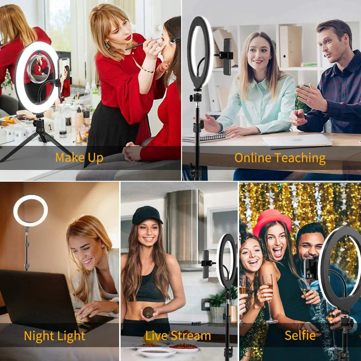 LED Photography RingLight 3 Modes Dimmable Selfie Ring Light With Tripod & Phone Stand For TikTok Video Live Makeup Fill Lamp