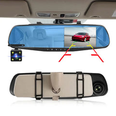 E-ACE Dashcam Car Dvr 4.3 Inch Mirror FHD 1080P Camera Dual Lens DVR  Rearview Mirror Dash Camera Car Video Recorder Auto