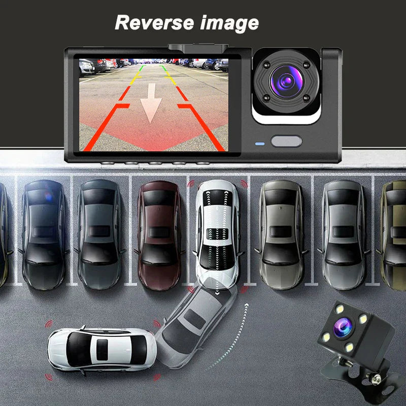 3 Channel Dash Cam for Car Front And Rear Camera 1080P Video Recorder Dashcam Black Box Car DVR Rear View Camera car accessory