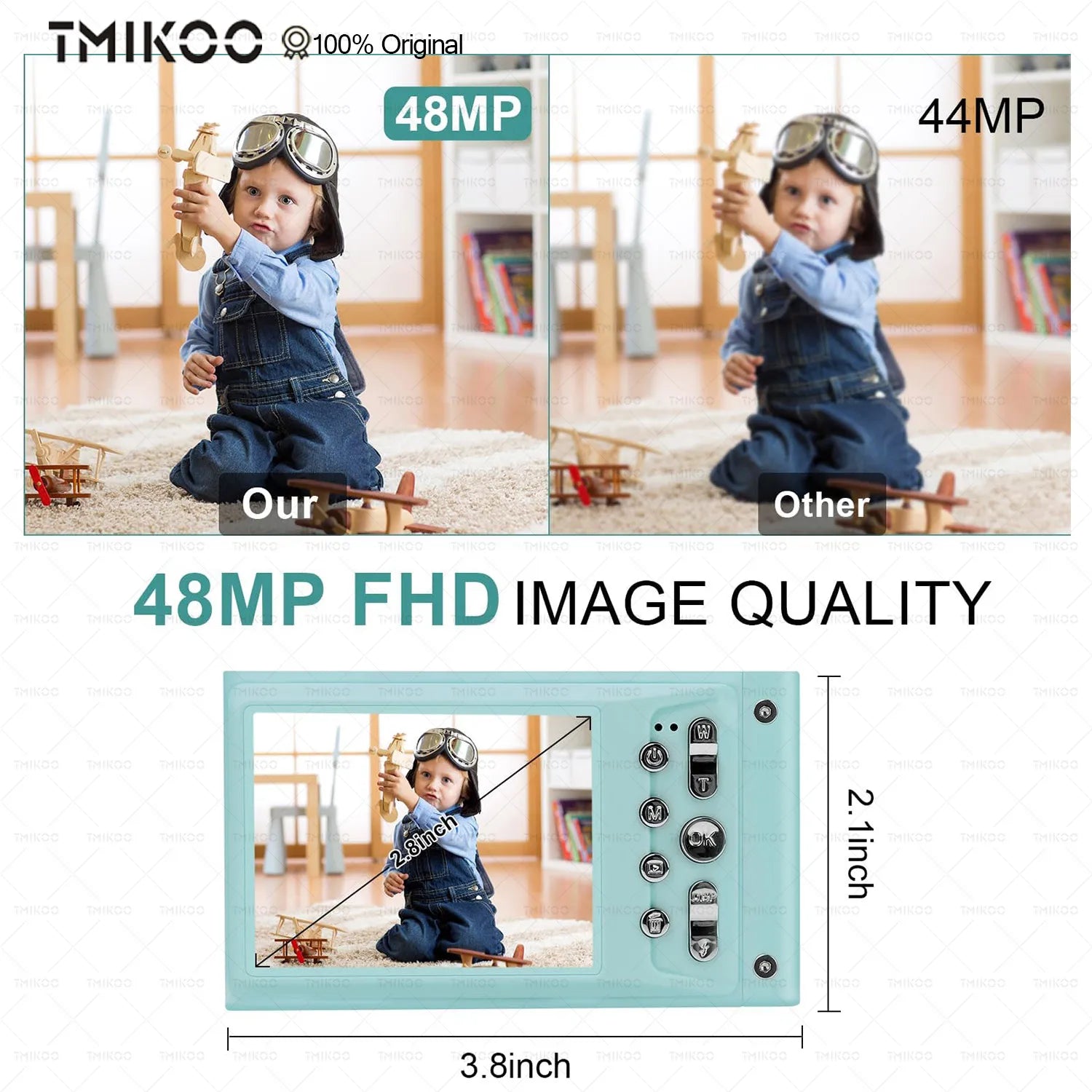 HD 48MP Digital Camera with 2.8" Large Screen Camcorder Camera Children Camera 16x Zoom Anti Shake Portable Small Cam with 32GB