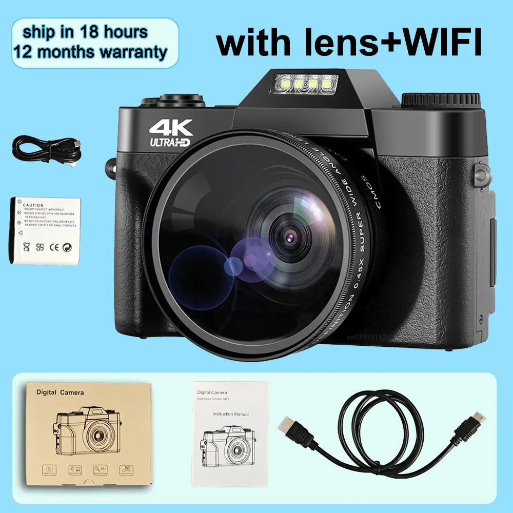 4K Digital Camera 48MP Camera Vlogging Camera For YouTube 60FPS Auto Focus16X Zoom Video Camcorder Recording Camera for Beginer