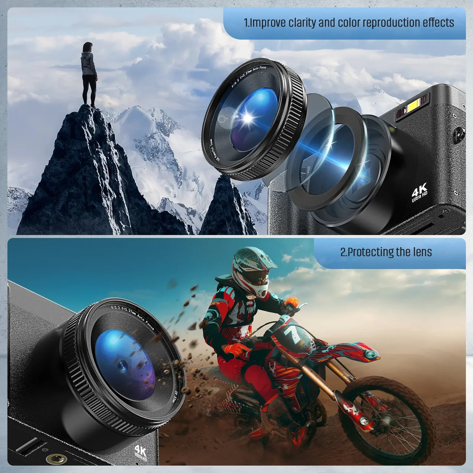 4K Digital Camera Photography Camera 48MP Autofocu Webcam Vlog Video Recorder Compact Cameras 180-Degree Rotation Flip Screen