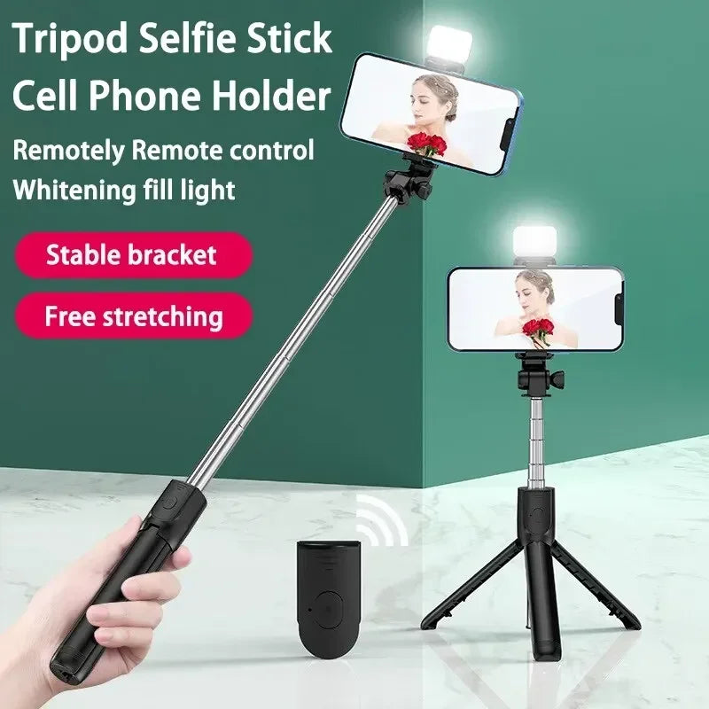 Bluetooth Remote Extendable Phone Tripod Wireless Selfie Stick Tripod Stand for iPhone 15 Samsuing  Phone Tiktok Live Streaming