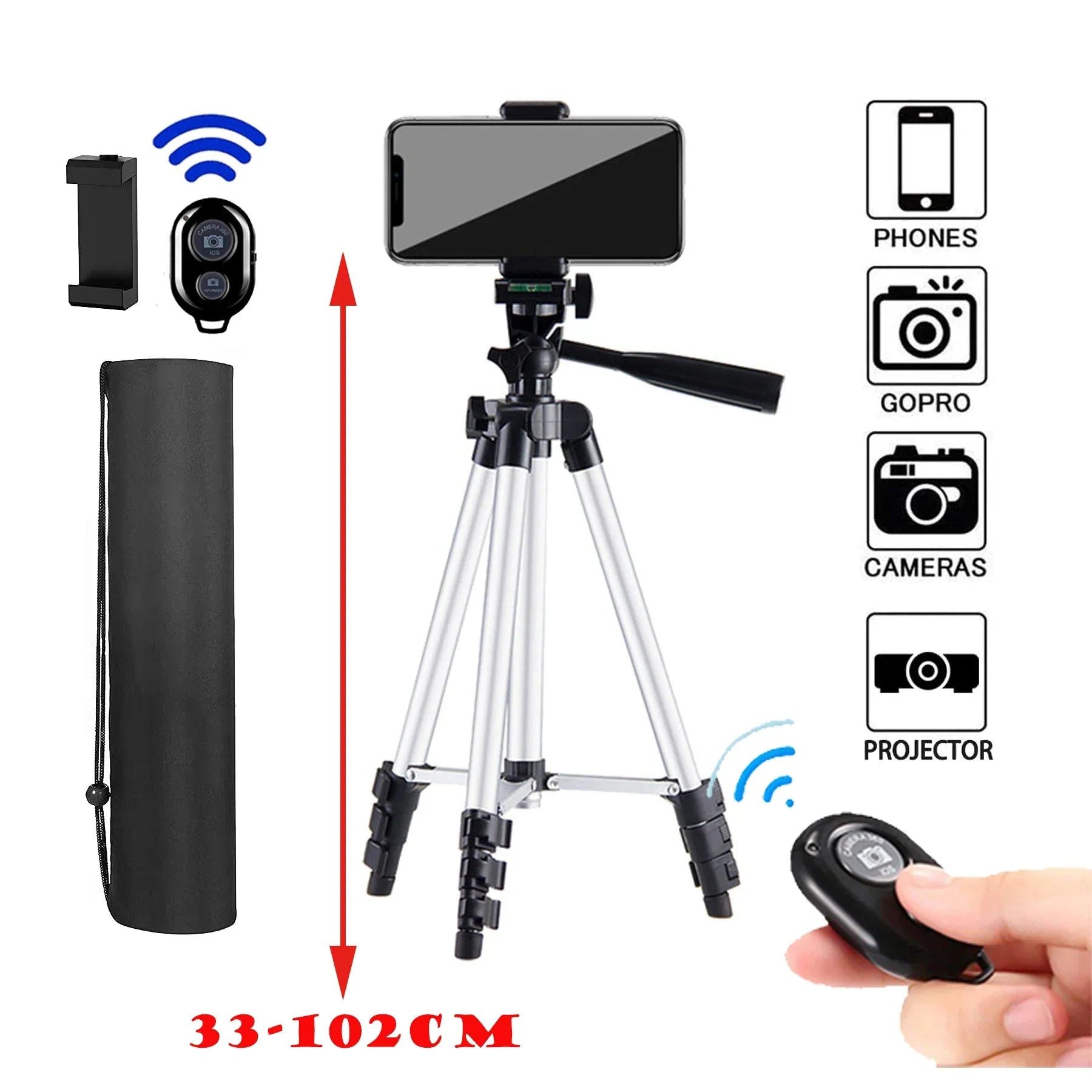 3120 Tripod for Phone Lightweight Camera Tripods Stand with Bluetooth Selfie Remote Phone Holder for Youtube Video Photography