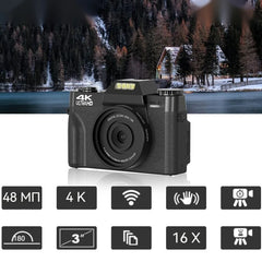 4K Digital Camera 48MP Camera Vlogging Camera For YouTube 60FPS Auto Focus16X Zoom Video Camcorder Recording Camera for Beginer